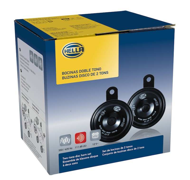Hella Horn Kit Bx Blk Disc 77Mm 12V Univ 011225802
