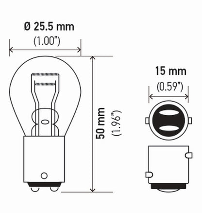 Hella Bulb 1034 12V 23/8W Bay15D S8 (2) 1034TB