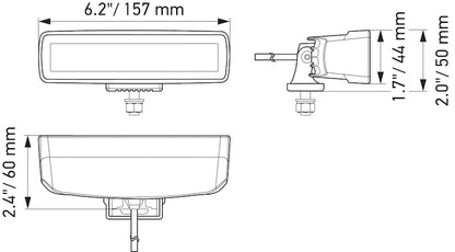 Hella Universal Black Magic 6 L.E.D. Mini Light Bar - Spot Beam 358176211