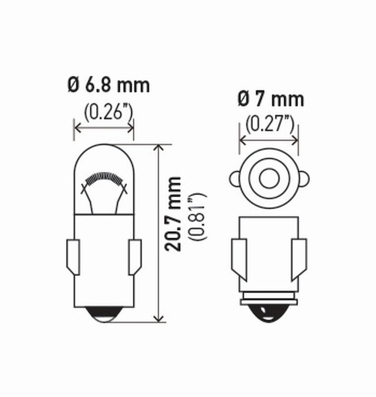 Hella Bulb 3898 12V 2W Ba7S T2 (2) 3898TB