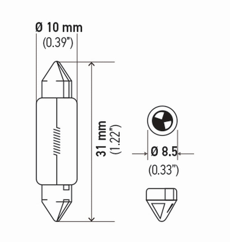 Hella Bulb 6418 12V 5W Sv858 T325 10X35 (2) 6418TB