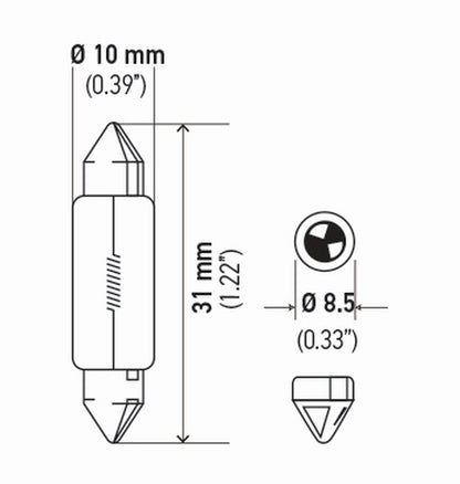 Hella Bulb 6418 12V 5W Sv858 T325 10X35 (2) 6418TB