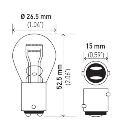 Hella Bulb 7225 12V 21/4W BAZ15d S8 7225