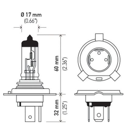 Hella T4.625 Long Life Halogen Bulb 12V 60/55W - P43t Base