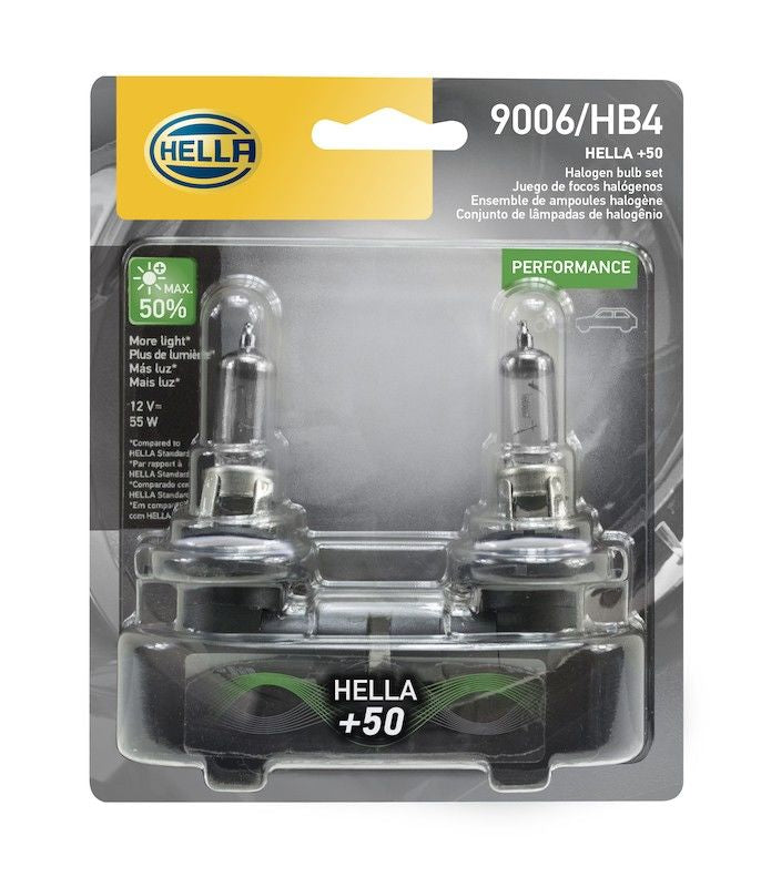 Hella Bulb 9006 12V 55W P22D T4 +50 (2) 9006P50TB