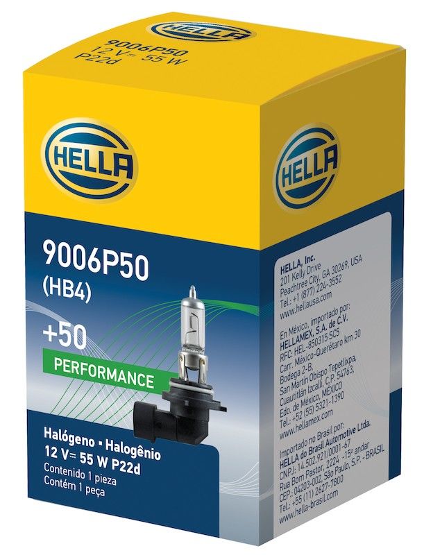 Hella Bulb 9006 12V 55W P22D T4 +50 9006P50