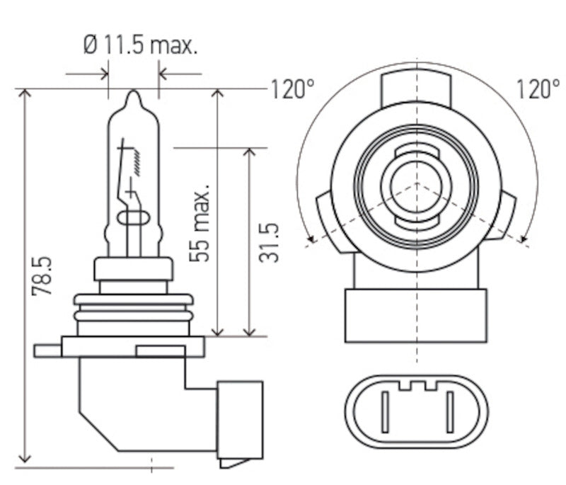 Hella Bulb 9012LL/HIR2 12V 55W PX22d 9012LL