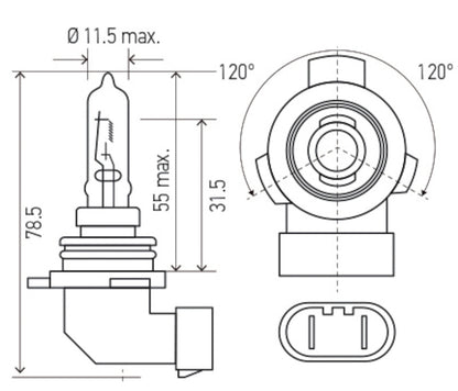 Hella Bulb 9012LL/HIR2 12V 55W PX22d 9012LL