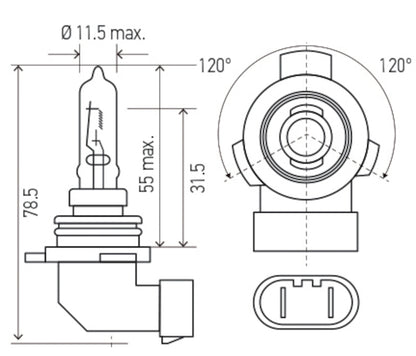 Hella Bulb 9012LL/HIR2 12V 55W PX22d 9012LL