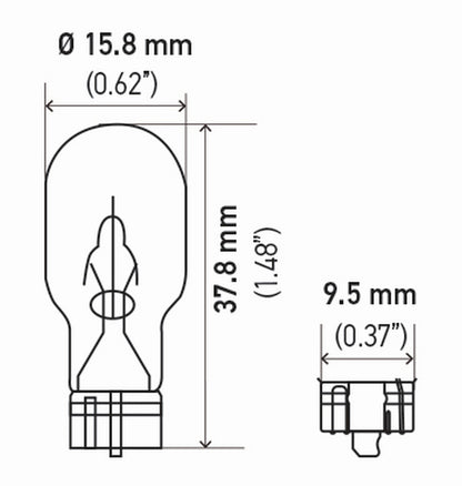 Hella Bulb 921 12V 16W W21X95D T5 (2) 921TB