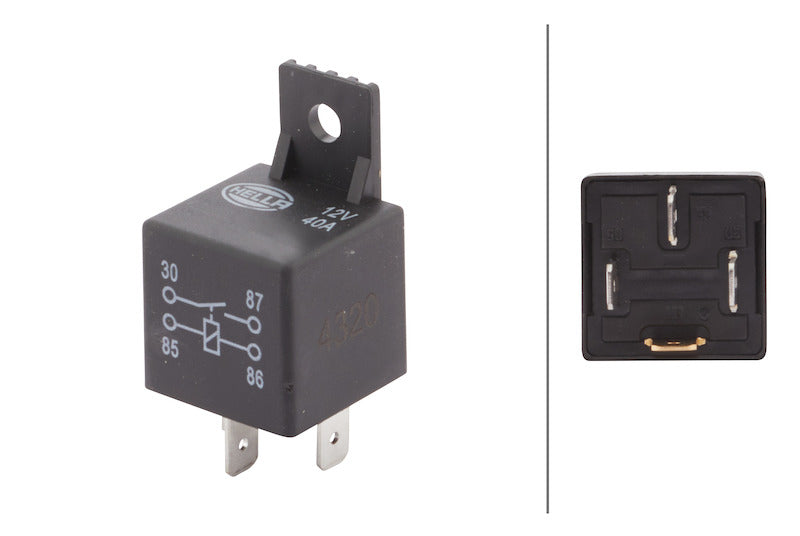 Hella Multi Purpose Relay; 30 Amps Continuous; 12 Volt; 4 Blade Terminal