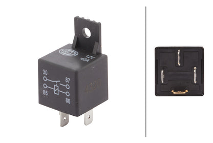 Hella Multi Purpose Relay; 30 Amps Continuous; 12 Volt; 4 Blade Terminal