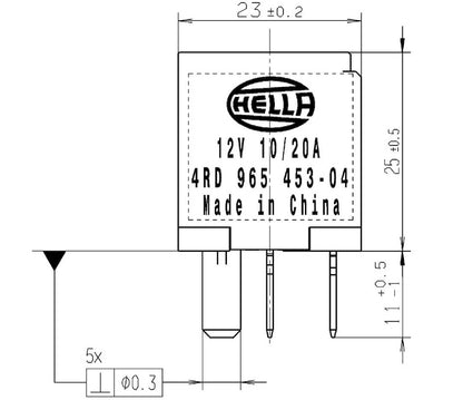 Hella Relay Micro Iso 5 Pole 12V Spst Res 965453041