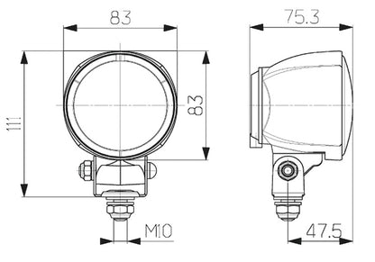 Hella Work Lamp 70MM 12V H3 55W CR S
