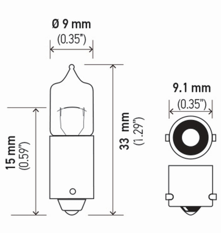 Hella Bulb H10W 12V 10W Ba9S T3 8Gh H10W