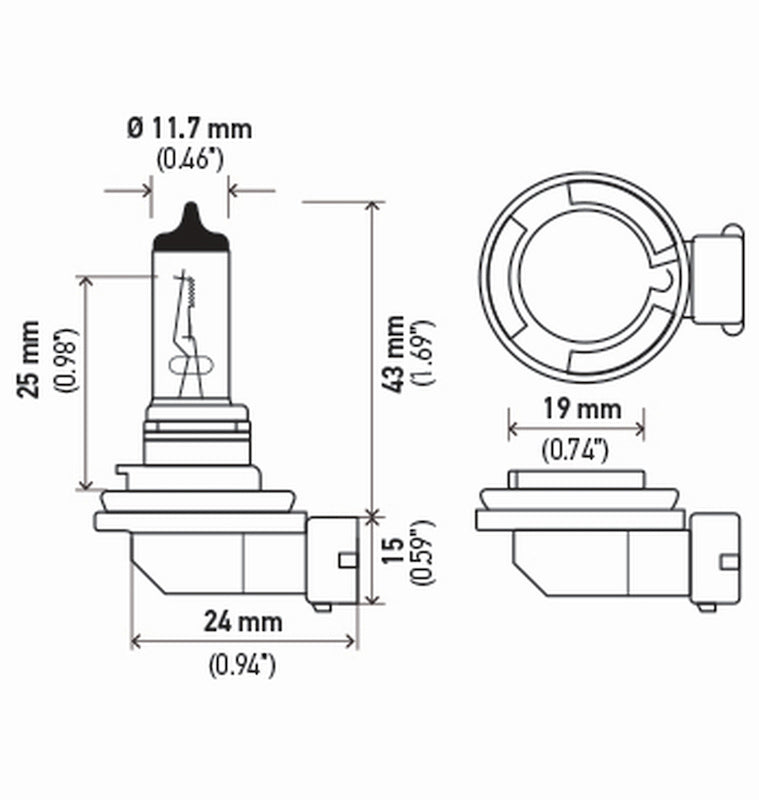 Hella Bulb H11 12V 55W Pgj192 T4 (2) H11TB