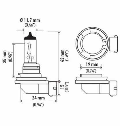 Hella Bulb H11 12V 55W Pgj192 T4 (2) H11TB