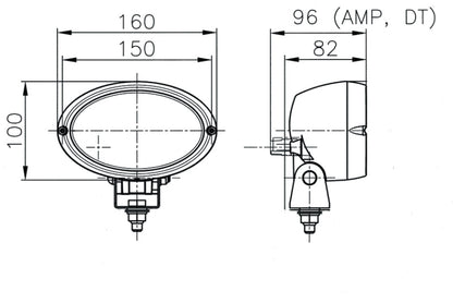 Hella Oval 100 Double Beam Halogen Work Lamp 12V - Long Range