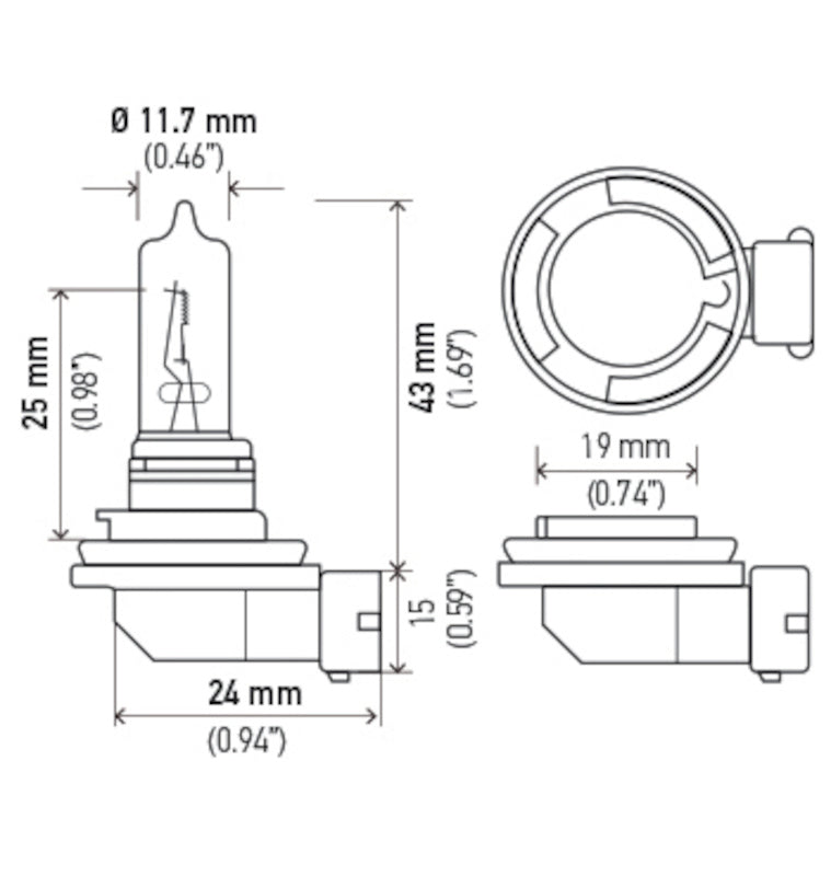 Hella White Bulb Optilux H9 12V/100W XB Xenon (Pair)