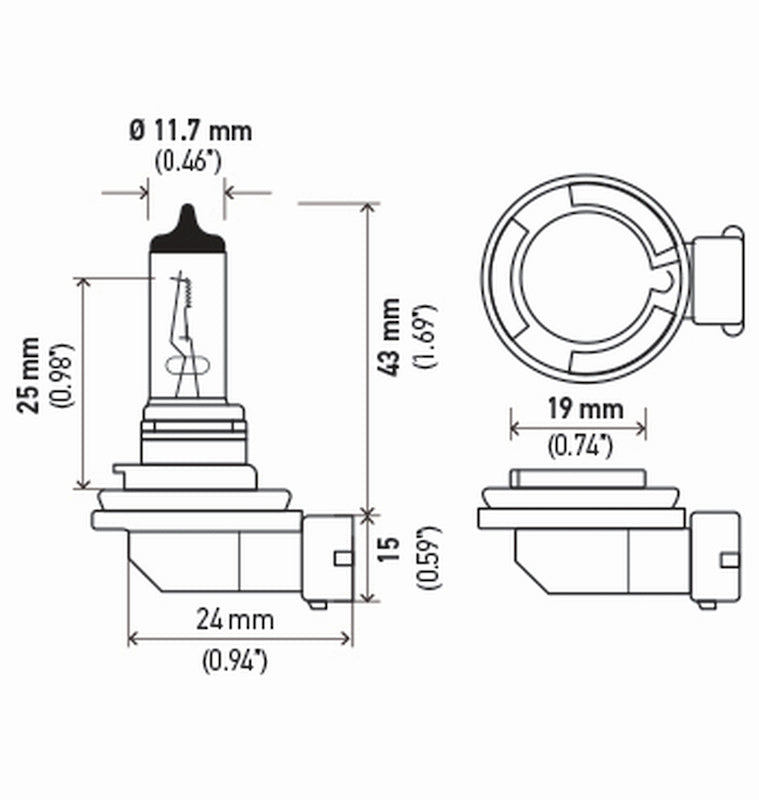 Hella Bulb H8 12V 35W Pgj191 T4 (2) H8TB