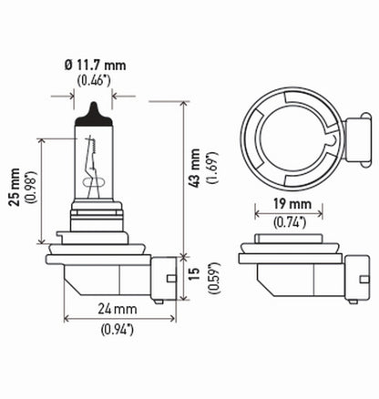 Hella Bulb H8 12V 35W Pgj191 T4 (2) H8TB