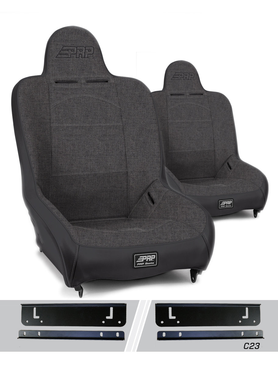 PRP Seats PRP Premier High Back Suspension Seats Kit for 97-02 Jeep Wrangler TJ (Pair) - Gray
 A100110-C23-54