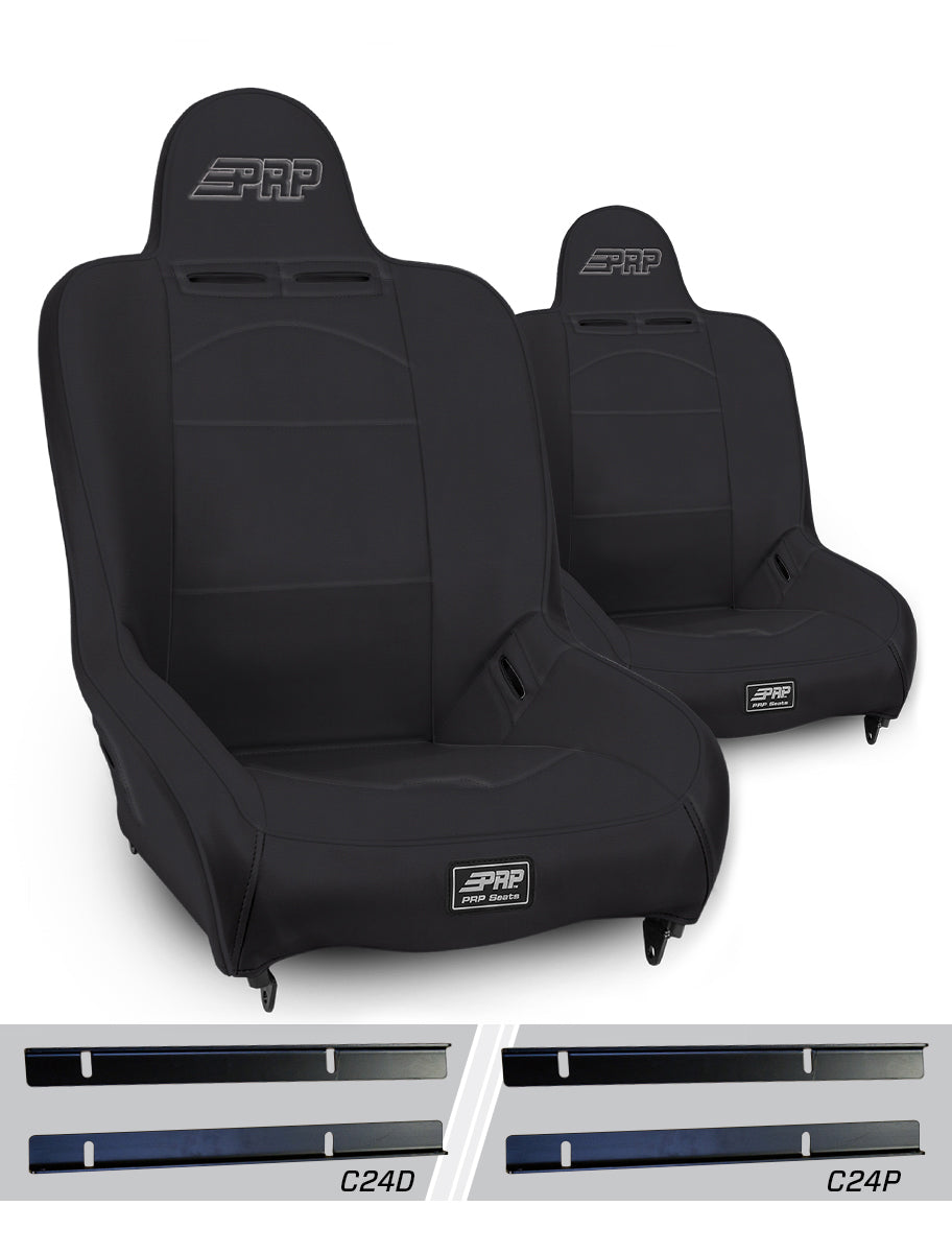 PRP Seats Premier High Back Suspension Seats Kit for 03-06 Jeep Wrangler TJ (Pair) - Black
 A100110-C24-50