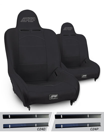 PRP Seats Premier High Back Suspension Seats Kit for 03-06 Jeep Wrangler TJ (Pair) - Black
 A100110-C24-50