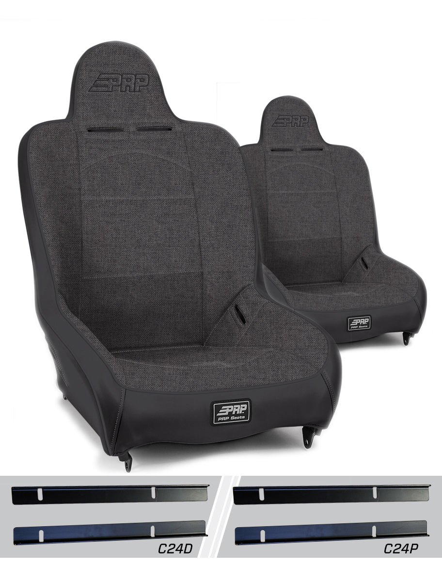 PRP Seats PRP Premier High Back Suspension Seats Kit for 03-06 Jeep Wrangler TJ (Pair) - Gray
 A100110-C24-54