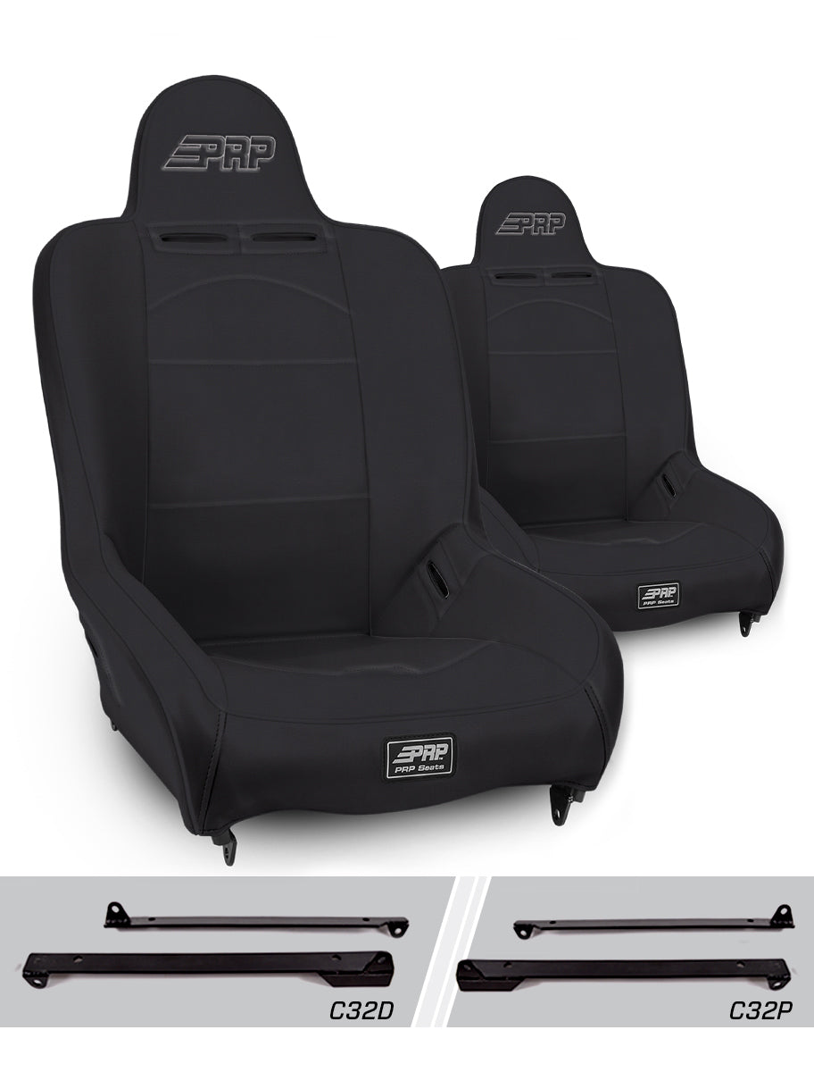 PRP Seats PRP Premier High Back Suspension Seats Kit for Jeep Wrangler CJ7/YJ (Pair) - Black
 A100110-C32-50