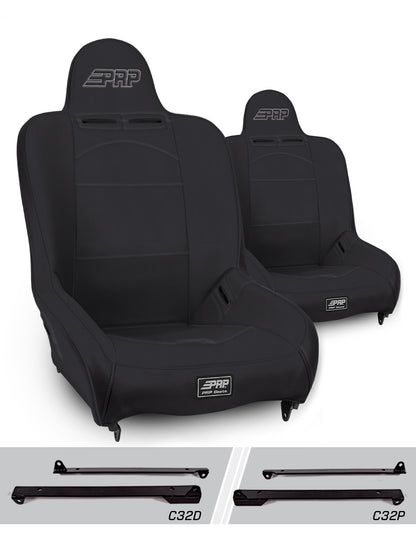 PRP Seats PRP Premier High Back Suspension Seats Kit for Jeep Wrangler CJ7/YJ (Pair) - Black
 A100110-C32-50