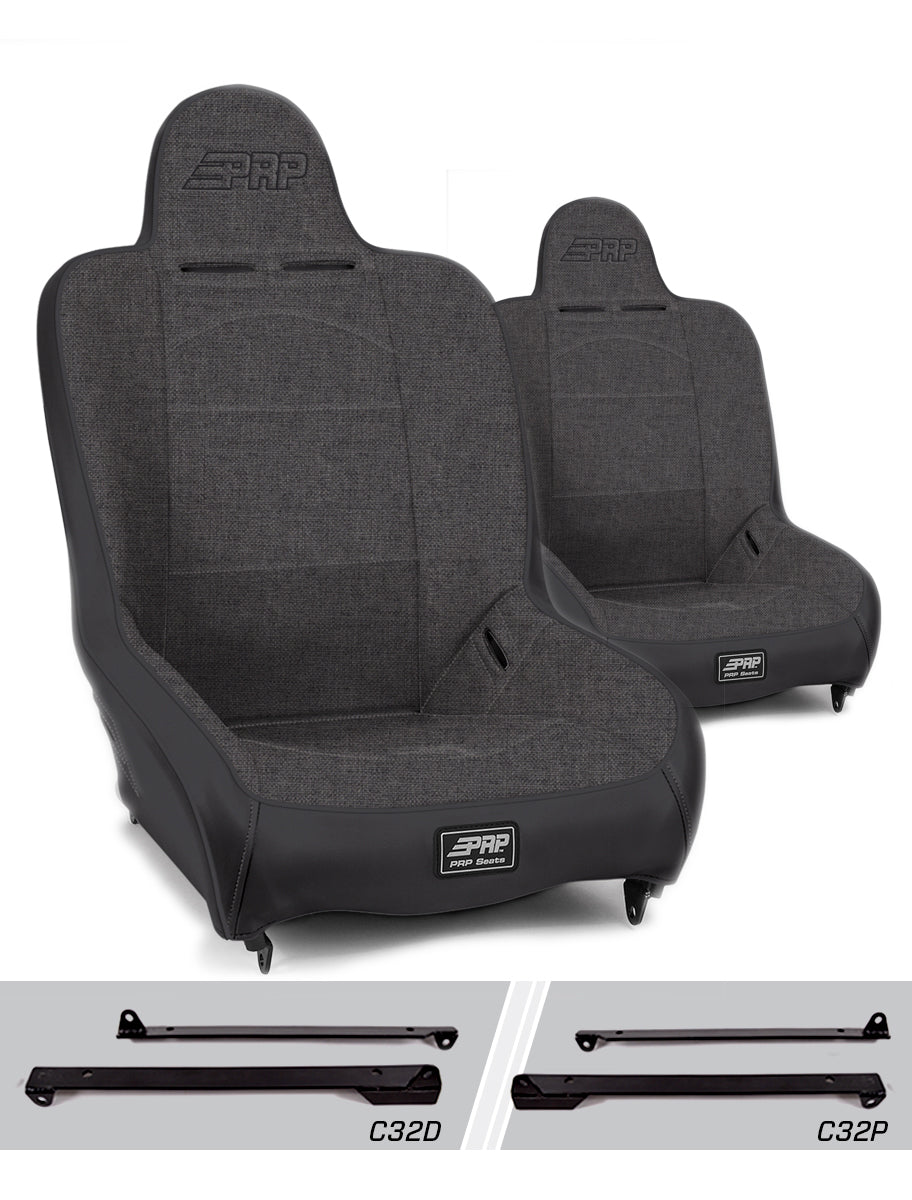 PRP Seats PRP Premier High Back Suspension Seats Kit for Jeep Wrangler CJ7/YJ (Pair) - Gray
 A100110-C32-54