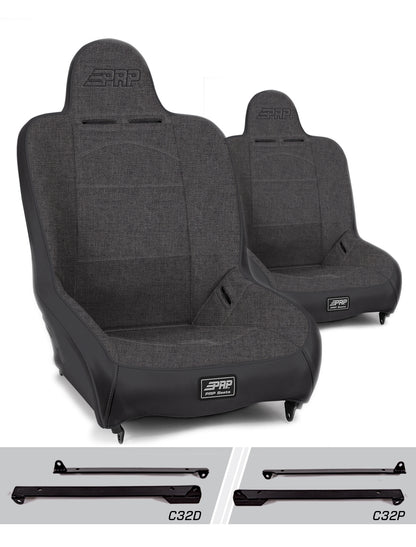 PRP Seats PRP Premier High Back Suspension Seats Kit for Jeep Wrangler CJ7/YJ (Pair) - Gray
 A100110-C32-54