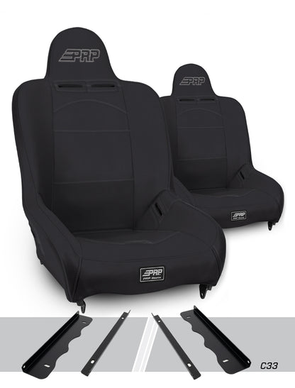 PRP Seats PRP Premier High Back Suspension Seats Kit for 95-01 Jeep Cherokee XJ (Pair) - Black
 A100110-C33-50