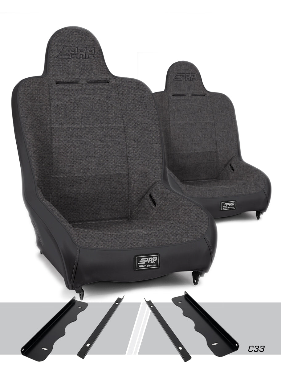 PRP Seats PRP Premier High Back Suspension Seats Kit for 95-01 Jeep Cherokee XJ (Pair) - Gray
 A100110-C33-54