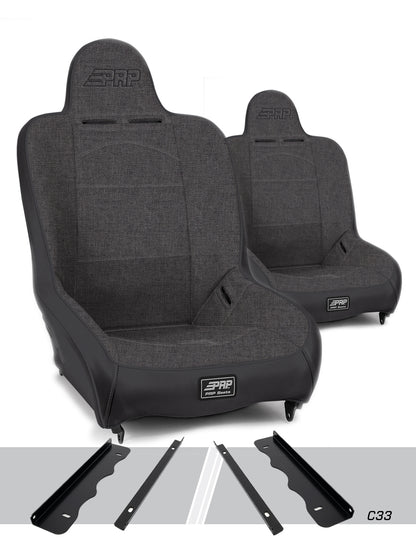 PRP Seats PRP Premier High Back Suspension Seats Kit for 95-01 Jeep Cherokee XJ (Pair) - Gray
 A100110-C33-54