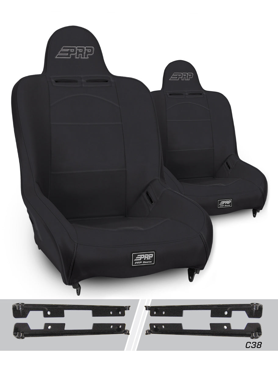 PRP Seats PRP Premier High Back Suspension Seats Kit for Jeep Wrangler JK/JKU (Pair) - Black
 A100110-C38-50