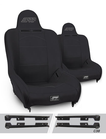 PRP Seats PRP Premier High Back Suspension Seats Kit for Jeep Wrangler JK/JKU (Pair) - Black
 A100110-C38-50