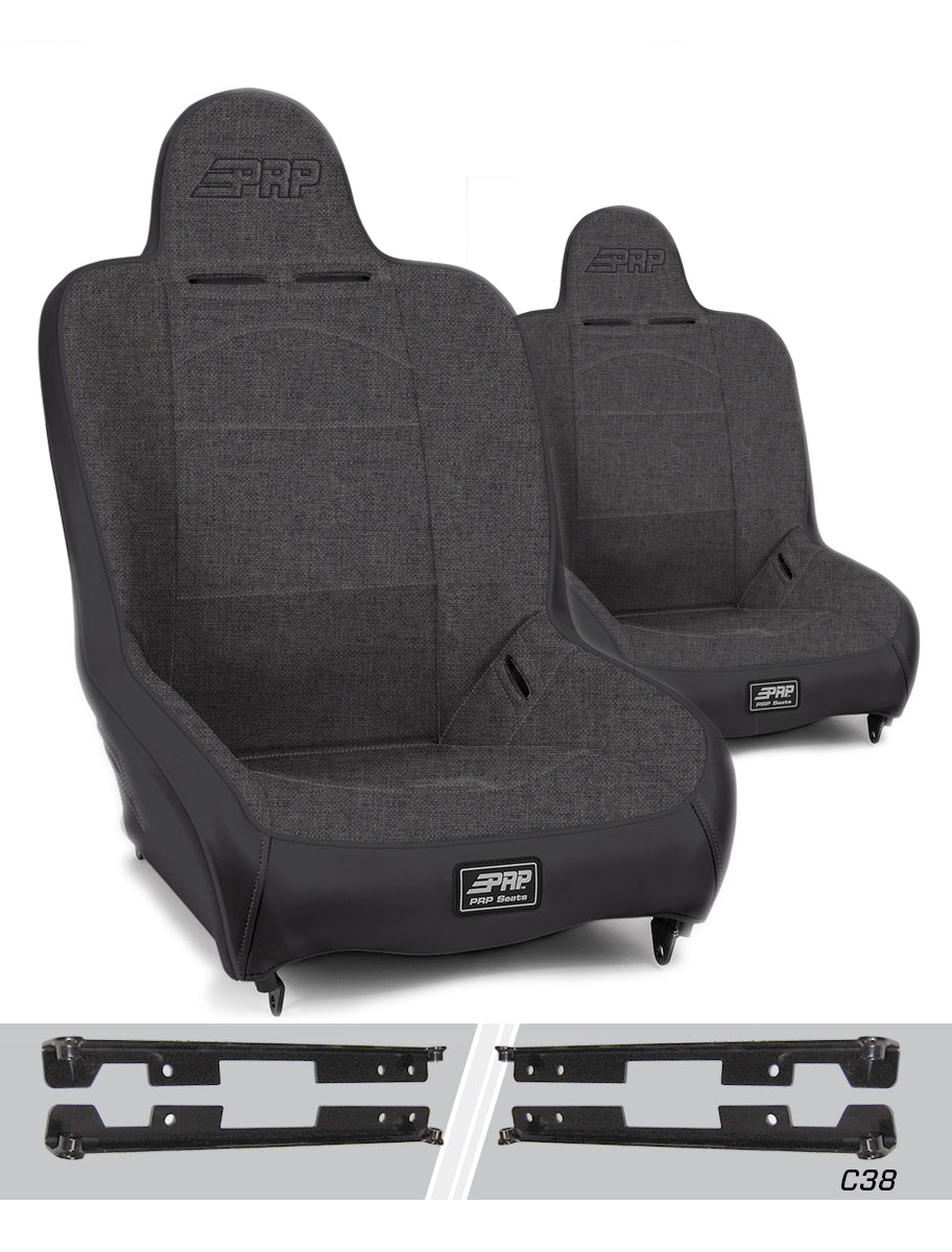 PRP Seats PRP Jeep Wrangler JK/JKU Premier High Back Suspension Seats Kit (Pair) - Gray
 A100110-C38-54