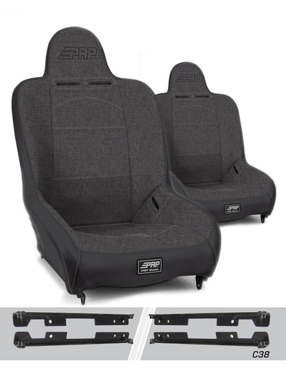 PRP Seats PRP Jeep Wrangler JK/JKU Premier High Back Suspension Seats Kit (Pair) - Gray
 A100110-C38-54