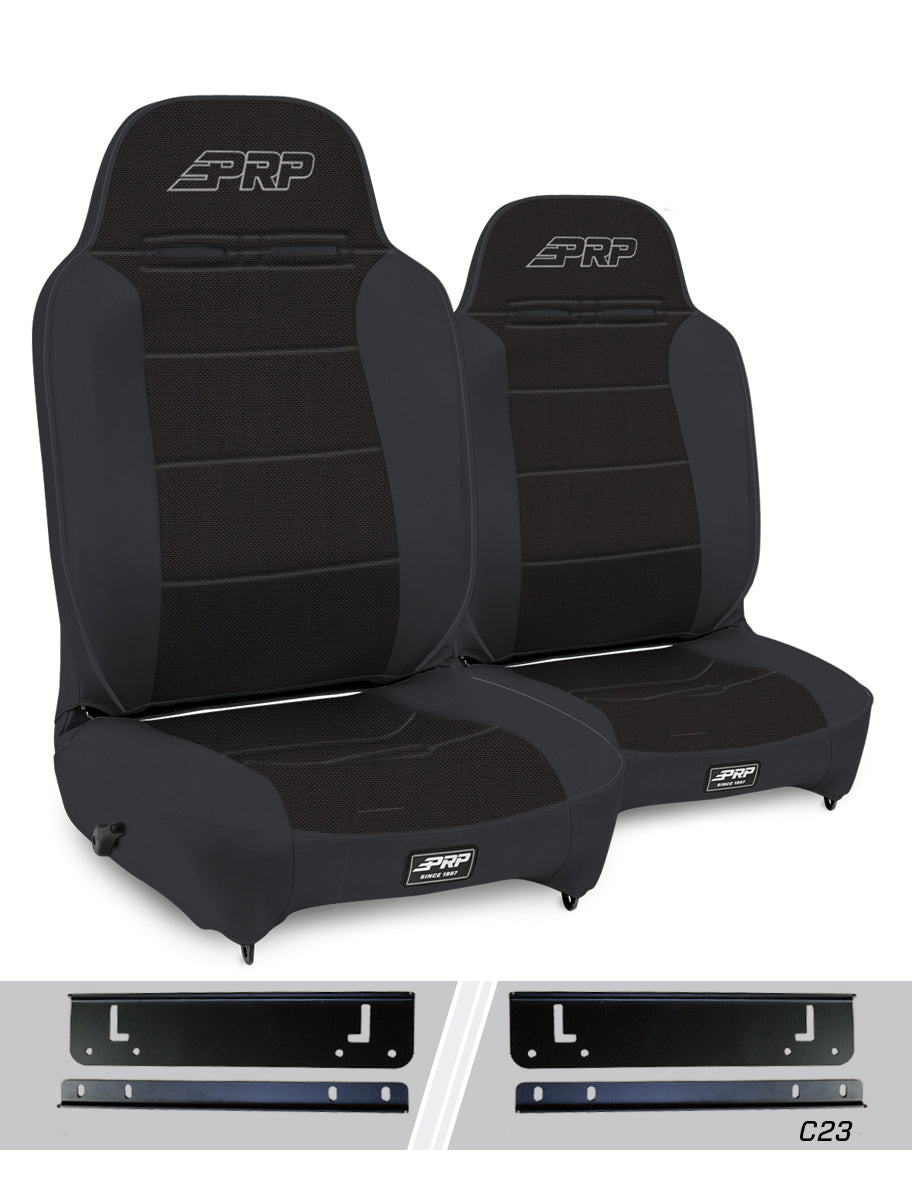 PRP Seats PRP 97-02 Jeep Wrangler TJ Enduro High Back Reclining Suspension Seats Kit (Pair) Black
 A130110-C23-50