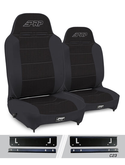PRP Seats PRP 97-02 Jeep Wrangler TJ Enduro High Back Reclining Suspension Seats Kit (Pair) Black
 A130110-C23-50