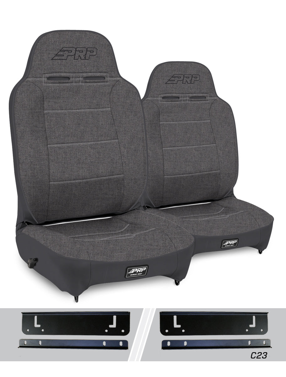 PRP Seats PRP 97-02 Jeep Wrangler TJ High Back Reclining Suspension Seats Kit- Gray A130110-C23-54