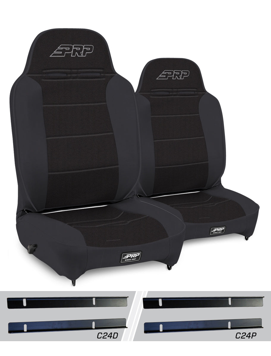 PRP Seats PRP 03-06 Jeep Wrangler TJ Enduro High Back Reclining Suspension Seats Kit - Black (Pair) A130110-C24-50
