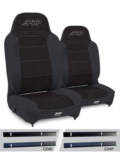 PRP Seats PRP 03-06 Jeep Wrangler TJ Enduro High Back Reclining Suspension Seats Kit - Black (Pair) A130110-C24-50