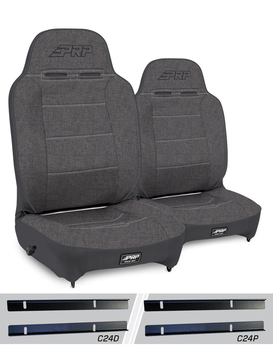 PRP Seats PRP 03-06 Jeep Wrangler TJ Enduro High Back Reclining Suspension Seats Kit - Gray (Pair) A130110-C24-54
