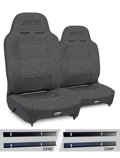 PRP Seats PRP 03-06 Jeep Wrangler TJ Enduro High Back Reclining Suspension Seats Kit - Gray (Pair) A130110-C24-54