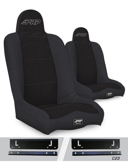PRP Seats PRP 97-02 Jeep Wrangler TJ Daily Driver High Back Suspension Seats Kit (Pair) - Black

 A140110-C23-50