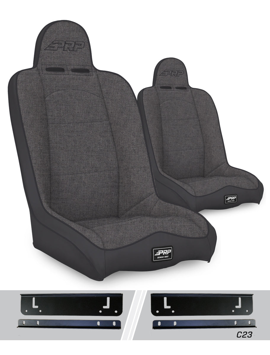 PRP Seats PRP Jeep Wrangler CJ7/YJ Daily Driver High Back Suspension Seats Kit (Pair) - Gray
 A140110-C23-54