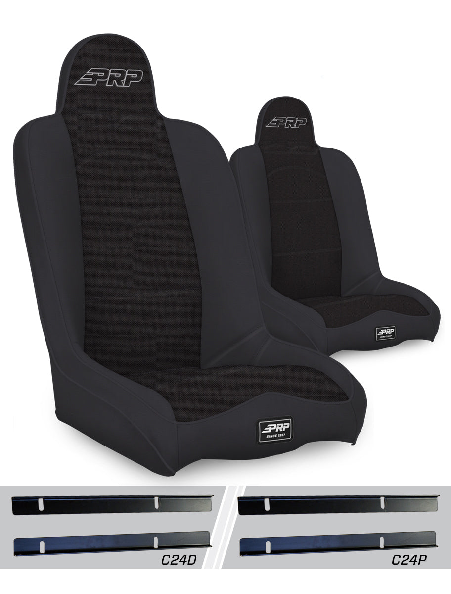 PRP Seats PRP Daily Driver High Back Suspension Seats Kit for 03-06 Jeep Wrangler TJ (Pair) - Black
 A140110-C24-50